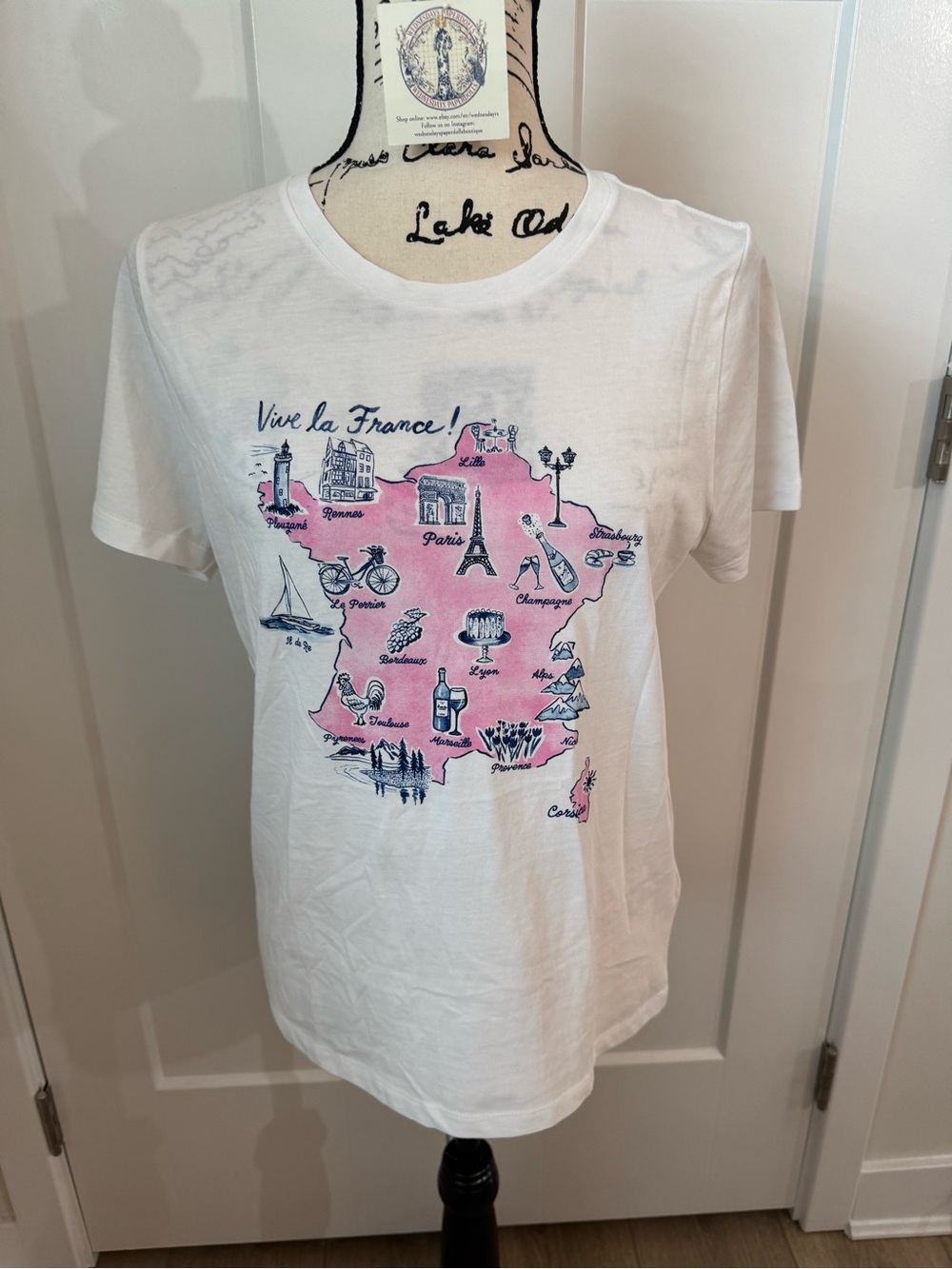 J. Crew Women's Collector Tee Map of France Size M 100% cotton NWT No Tag